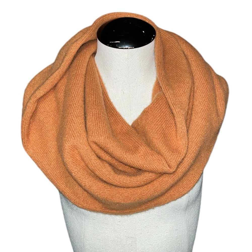 Vince cashmere infinity scarf orange tan neutral fall preppy office outdoors